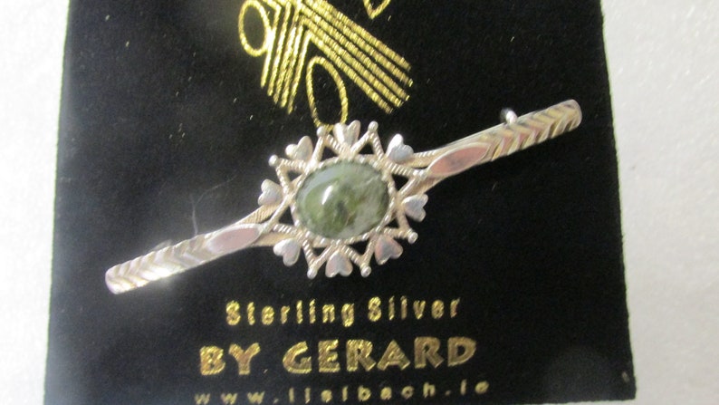 GENUINE Connemara MarbleSterling Silver Brooch Guaranteed Irish