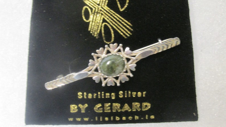 GENUINE Connemara MarbleSterling Silver Brooch Guaranteed Irish