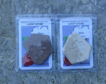 GENUINE  Ulster White Marble/Cork Red Marble Hand Carved Lucky Stones Guaranteed Irish