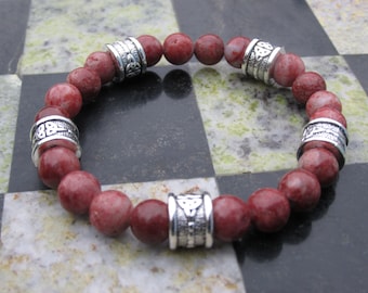 Authentic Irish Cork Red Marble Celtic Triquetra Trinity Knot Bracelet Handmade Ireland