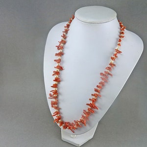 Vintage Coral Beads With Faux Pearls Natural Coral Branch Coral Beads Orange Coral Beads Jewelry Supplies