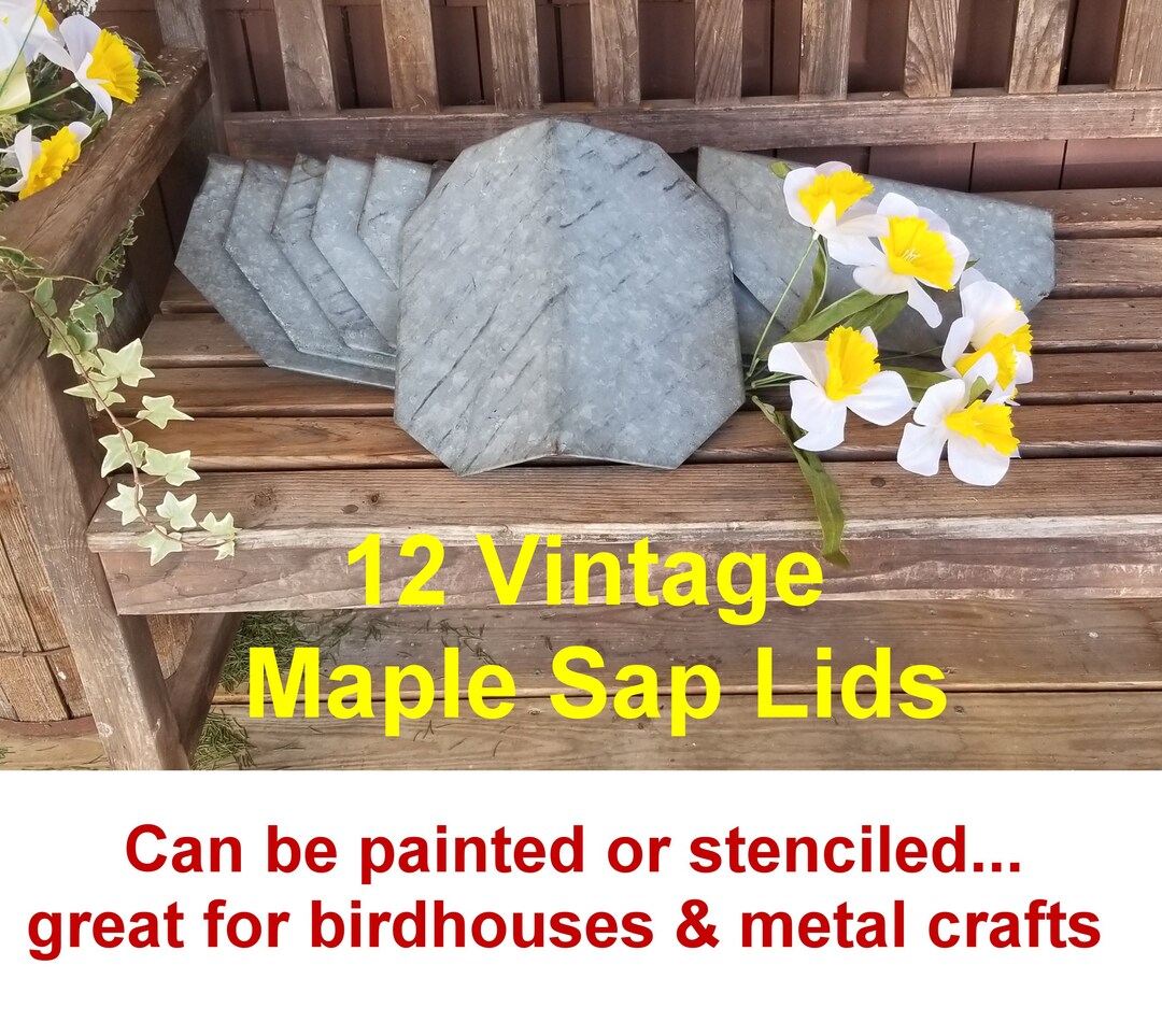 12 Vintage Maple Sap Bucket Covers/lidsart/metal Craftsbirdhousespatina