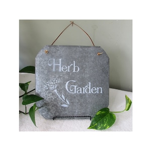 HERB GARDEN Hand-Stenciled Vintage Galvanized Maple Sap Bucket Cover~Farmhouse/Garden/Deck/Porch!