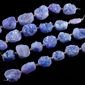 Sparkling Purple Druzy 6 beads Loose Beads 13x11 - 20x17mm B123DR0782