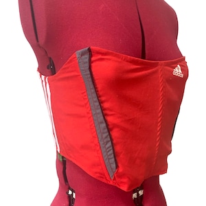 Fashion Corset Red, White, and Grey | Upcycled Adidas | UK 6 - UK 12
