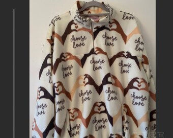 Choose Love Print Fleece Pullover