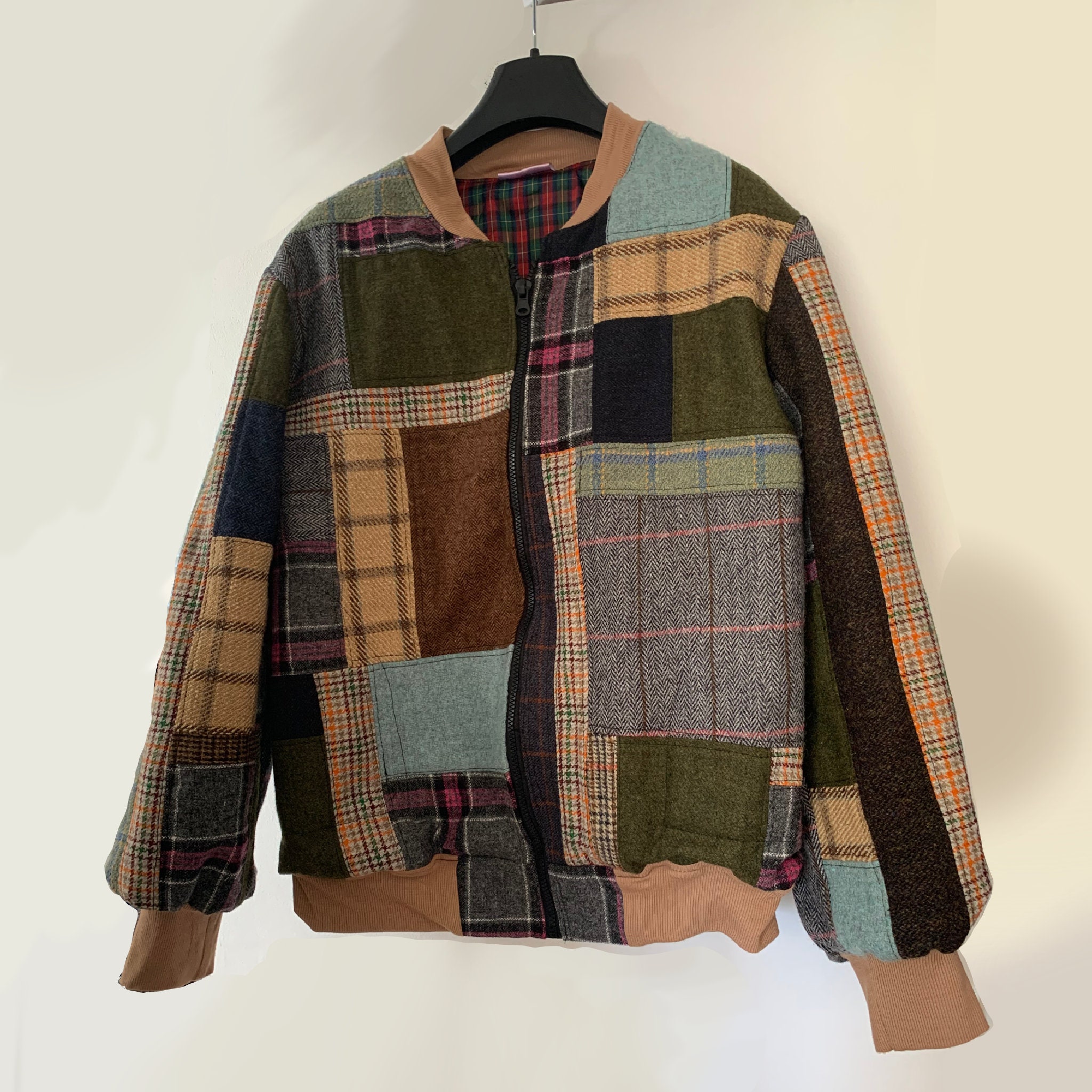 Patchwork Tweed Bomber Jacket Made to Order - Etsy Canada