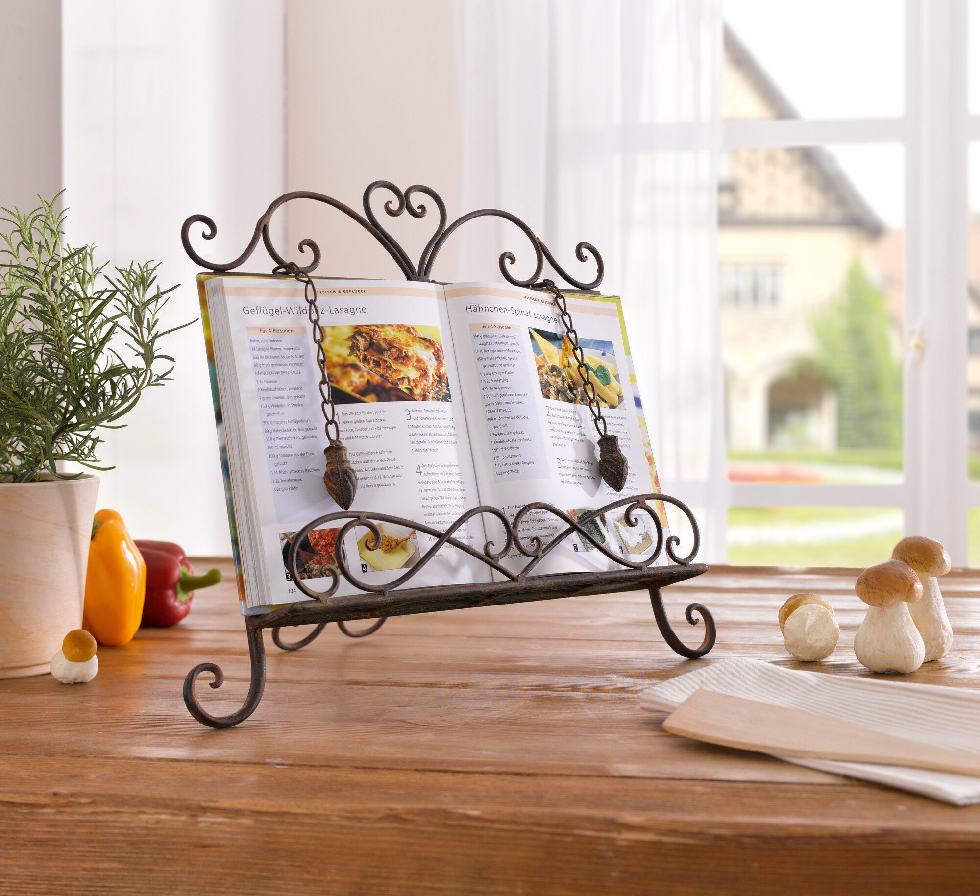 Relaxdays Lutrin de cuisine Support pour livre Porte-livre de recettes  pupitre de lecture porte-livres en bambou HxlxP : 32 x 23,5 x 12, nature :  : Cuisine et Maison