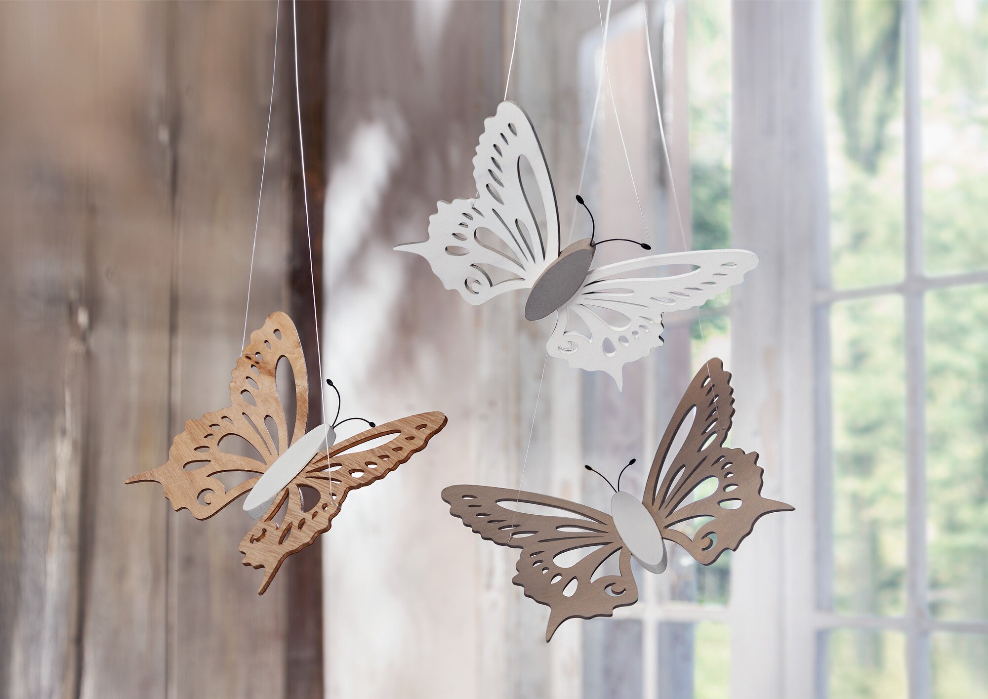 Mobile Papillons Lot de 3 en Bois