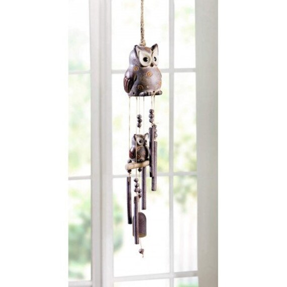 Carillon en Terre Cuite Peinte Forme de Chouette