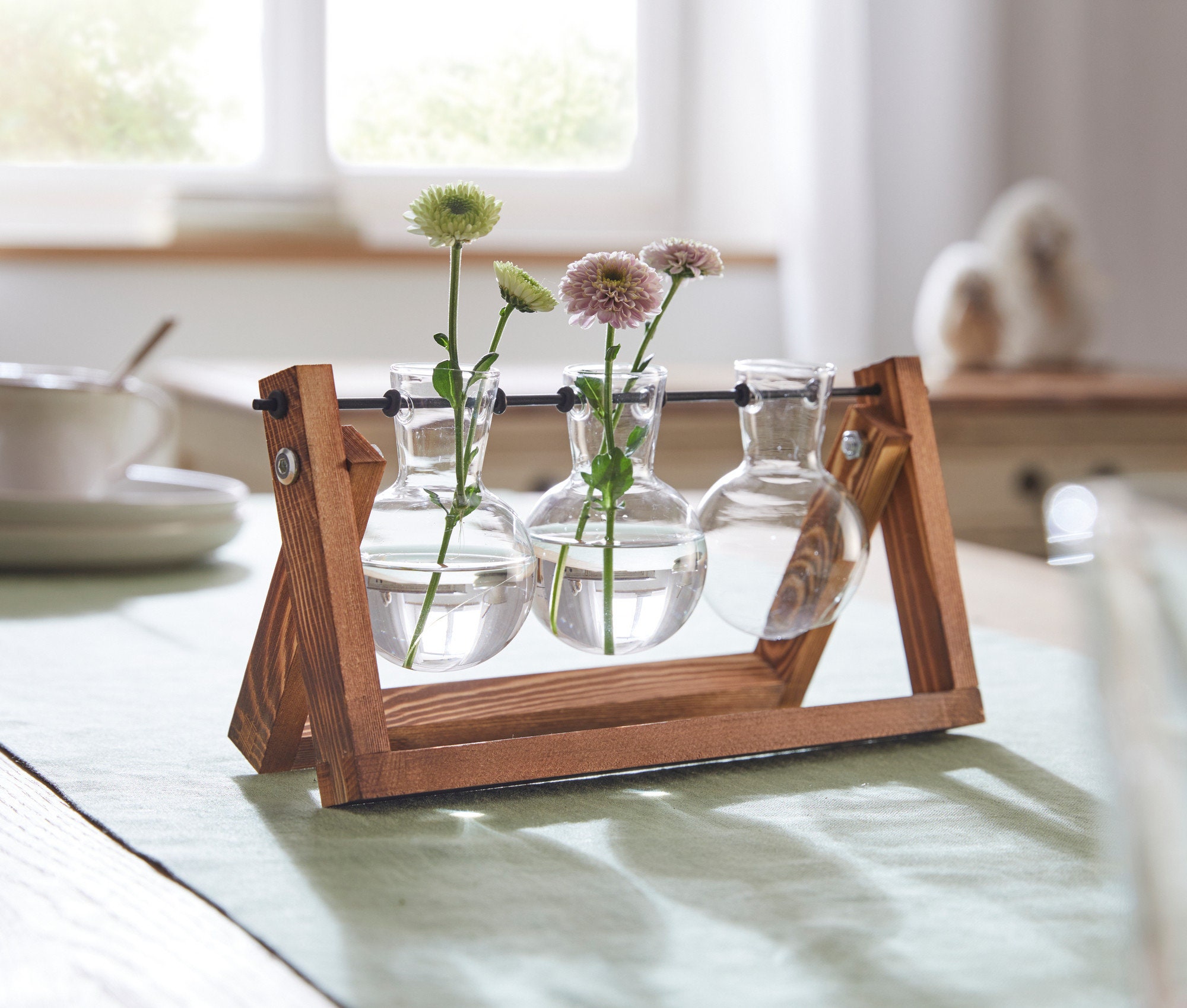 Porte-Vases Trio en Bois Pour La Décoration de Maison