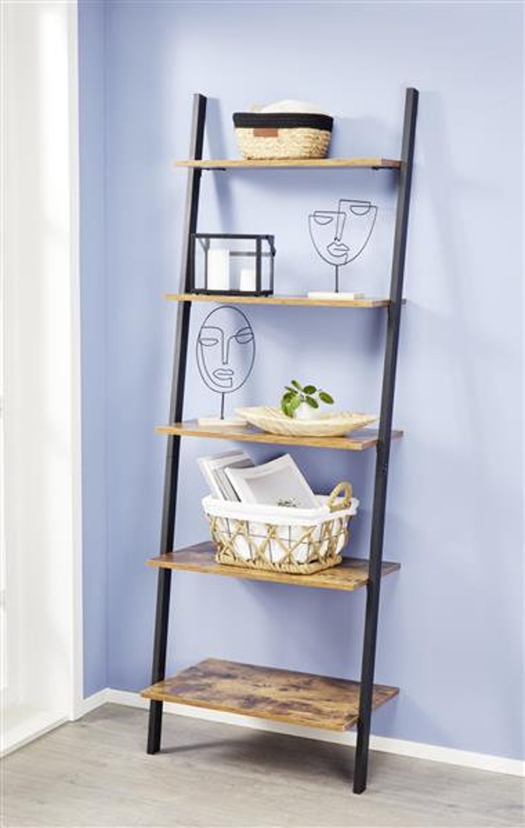 Wood and Metal Ladder Shelf Etsy