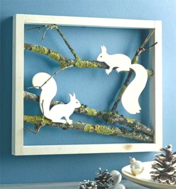 Tableau en Bois Pour Déco Murale - Les Écureuils