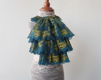 Lace Jabot, Vampire Cosplay, Pirate Cosplay, Steampunk Wedding Costume Ruffled Collar