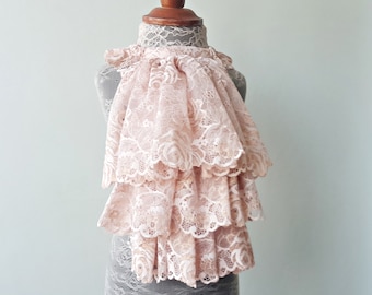 Wedding Lace Jabot, Vampire Clothing, Pirate Cosplay Neck Frill Collar, Baroque Accessory