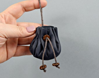 Pochette en cuir véritable, petite pochette de ceinture, sac à dés pour pièces de monnaie, petit sac d’amulette à pendule en cristal