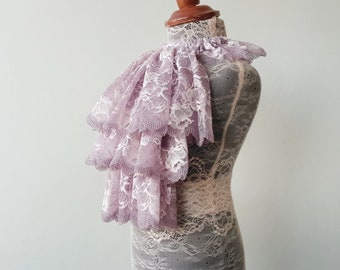 Pirate Cosplay Lace Jabot, Vampire Cosplay, Steampunk Wedding Costume Ruffled Collar, Baroque Accessory