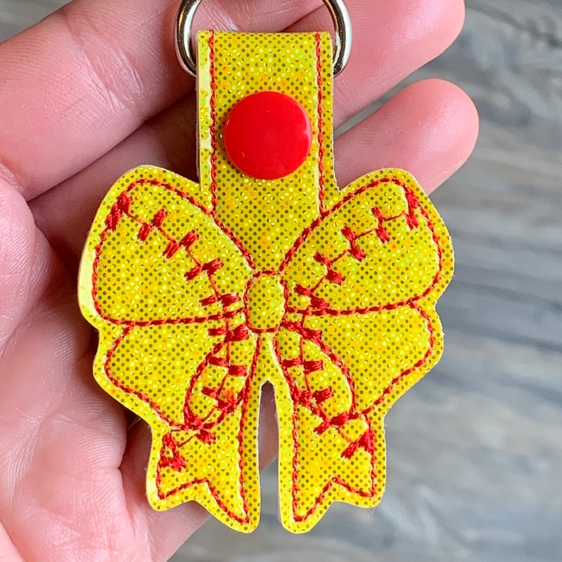 Softball Bow Keychain Softball Bow Key Chain Softball Etsy