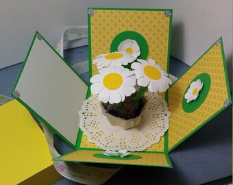 Paper Daisies Explosion Box: Handmade Birthday Greeting Card