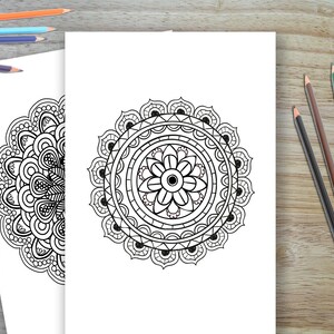Libro para colorear Mandala, imprimible en casa, Descarga instantánea de Mandala, 10 páginas para colorear Mandala imagen 5