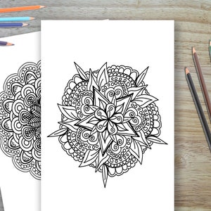 Libro para colorear Mandala, imprimible en casa, Descarga instantánea de Mandala, 10 páginas para colorear Mandala imagen 4