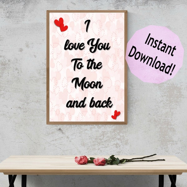 Poster Digitale I love You to the Moon and back
