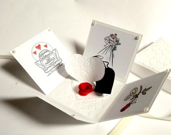 Carte de vœux pour mariage faite main : cadeau en papier gaufré