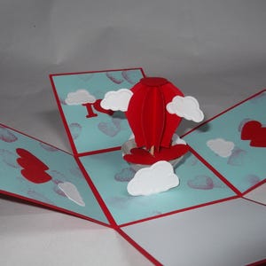 Caja con forma de globo aerostático para aniversario, amor, boda, idea de regalo, tarjeta de felicitación, invitaciones