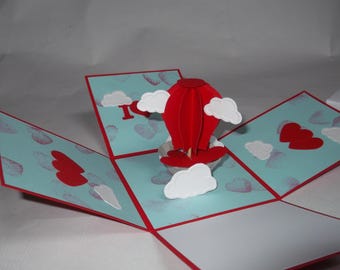 Hot Air Balloon Explosion Box For Anniversary, Love, Wedding, Gift Idea, Greeting Card, Invitations