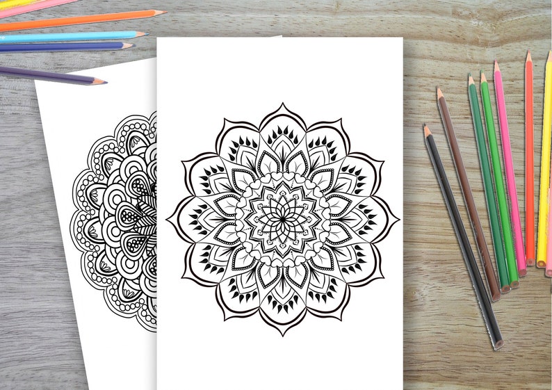 Libro para colorear Mandala, imprimible en casa, Descarga instantánea de Mandala, 10 páginas para colorear Mandala imagen 7