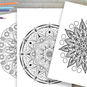 Libro para colorear Mandala, imprimible en casa, Descarga instantánea de Mandala, 10 páginas para colorear Mandala imagen 3