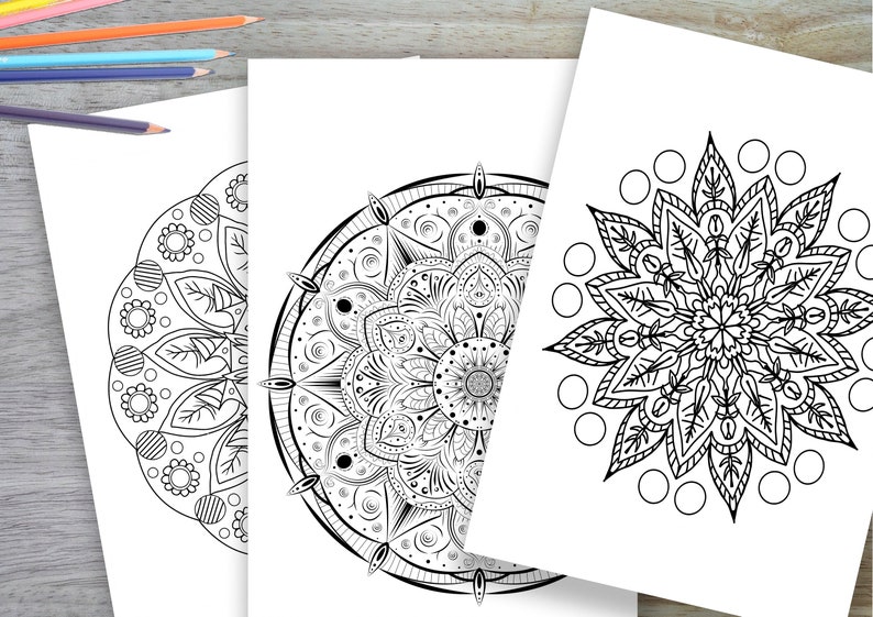 Libro para colorear Mandala, imprimible en casa, Descarga instantánea de Mandala, 10 páginas para colorear Mandala imagen 3