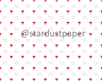 Digital Paper With Red Hearts Instant Download For Valentine's Day, Love Occasions, Wedding