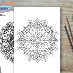 Libro para colorear Mandala, imprimible en casa, Descarga instantánea de Mandala, 10 páginas para colorear Mandala imagen 2