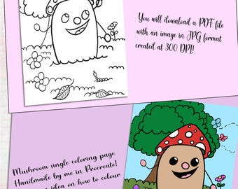 Mushroom Single Coloring Page