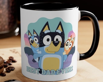 Bluey Tasse en céramique Meilleur papa de tous les temps Tasse à café Cadeau pour lui Fête des pères