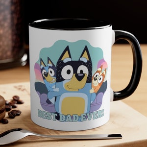 Bluey Ceramic Mug Best Dad Ever Coffee Cup Gift For Him Fathers Day
