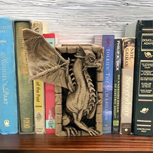 Blue Dragon Book Nook Insert - 3D Printed Hand-Painted Fantasy Book Nook Bookshelf Insert