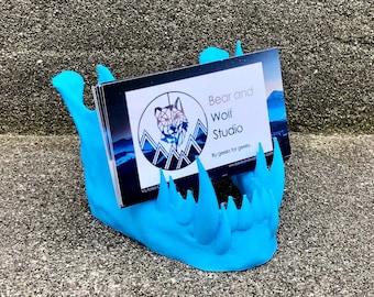 Fanged Monster Mandible Jawbone Business Card Holder - 3D Printed Stand