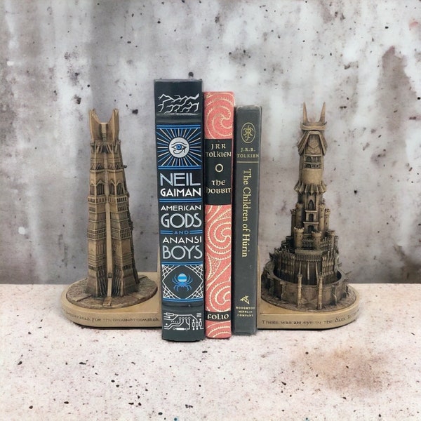 Two Towers Orthanc and Barad-dur Bookends -  3D Printed Hand-Painted Bookshelf Bookends