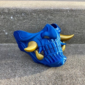 Japanese Hannya Half Mask Version 2 Oni Demon Mask 3D Printed Samurai Mask