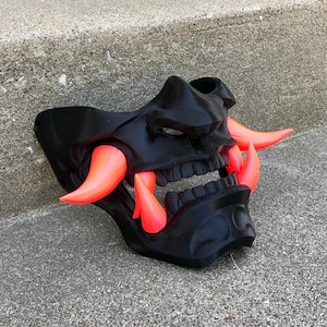 Japanese Hannya Half Mask Oni Demon Mask 3D Printed Samurai Mask