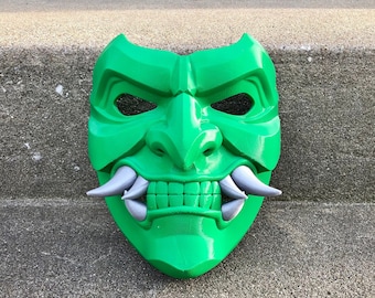 Japanese Fanged Menpo Hannya Mask Oni Demon Mask 3D Printed Samurai Mask