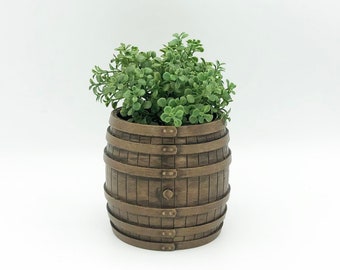 Bourbon Barrel Planter -  3D Printed Hand-Painted Succulent Planter