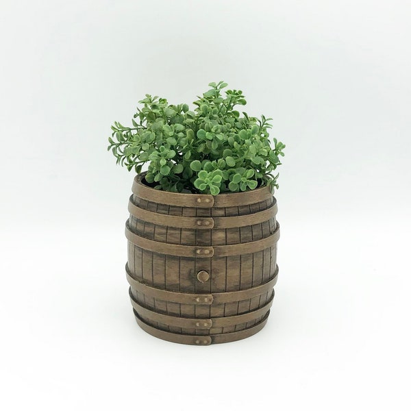 Bourbon Barrel Planter -  3D Printed Hand-Painted Succulent Planter