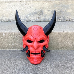 3D Printed Cyberpunk Japanese Hannya Mask Oni Demon Mask Samurai Mask