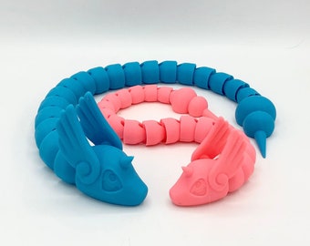3D Printed Articulated Flexi Dragonair Dragon Fidget Toy - Various Colors