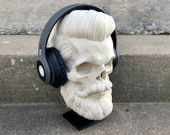 Bearded Skull 1 Headphone Head - 3D Printed Headphone Stand Bust