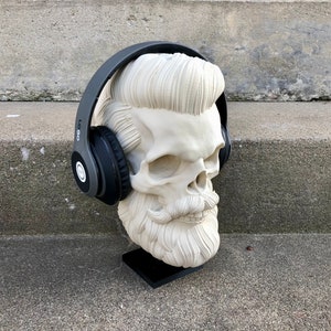 Bearded Skull 1 Headphone Head - 3D Printed Headphone Stand Bust