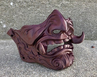 Samurai Mask 2 - 3D Printed Demon Oni Half Mask